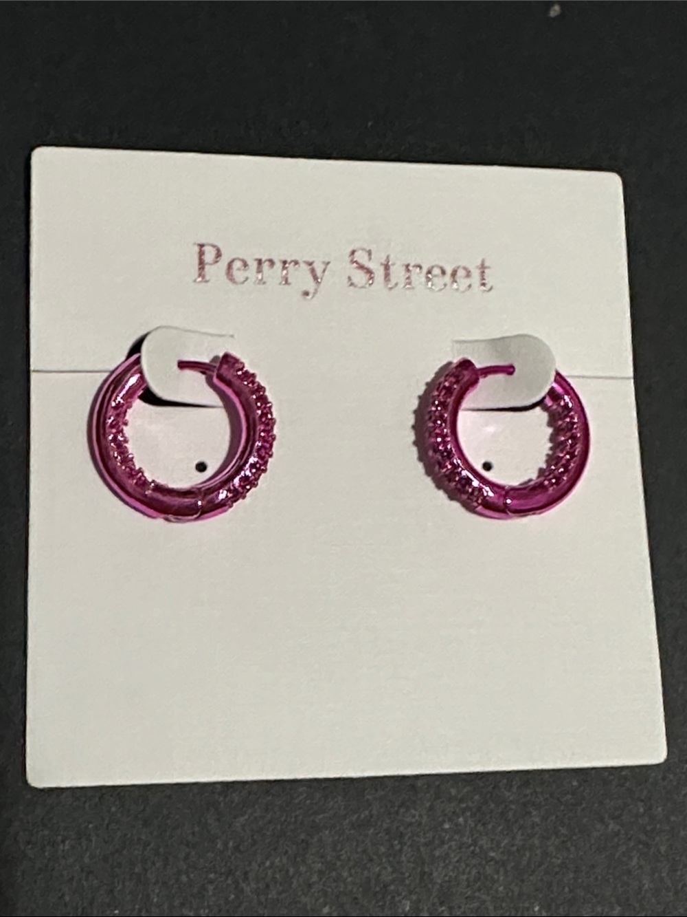 Perry Street Pave Hot Pink Huggies / Earrings